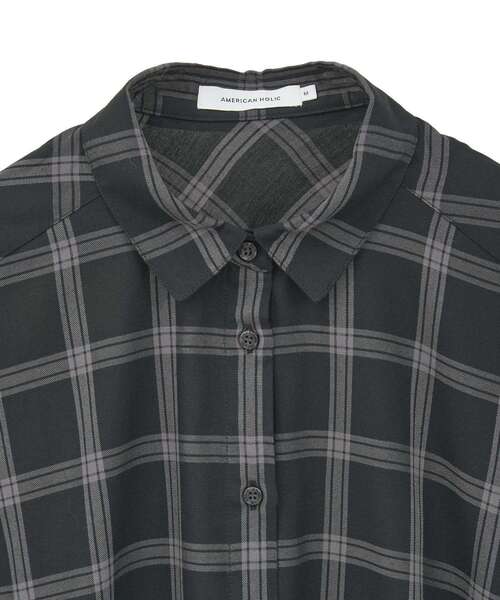 AMERICAN HOLIC（アメリカンホリック）の「イージーケアチェックショート丈シャツ（シャツ/ブラウス・レディース・ブラック/グレー/ベージュ・M/L）」の11枚目の写真