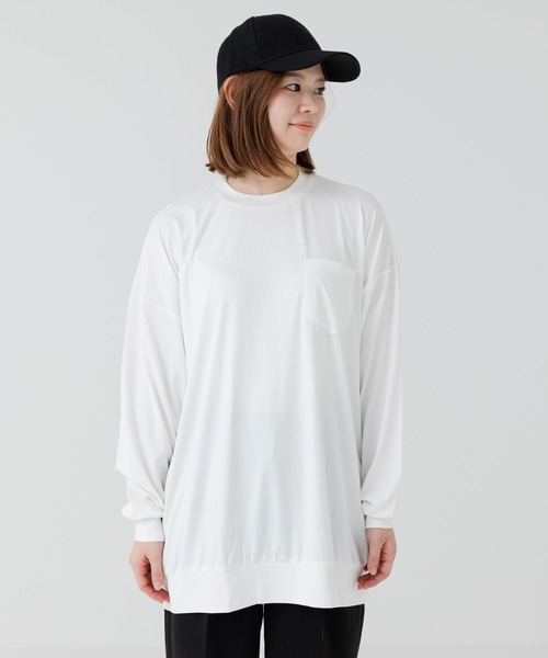 JAM & LINK(ジャムアンドリンク)の「【毛玉ができにくい】 ワイドシルエット 長袖Tシャツ(Tシャツ/カットソー・メンズ・チャコールグレー/クリーム/ブラック/ホワイト/ミント/ネイビー/パープル・M/L)」の3枚目の写真