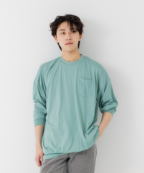 JAM & LINK(ジャムアンドリンク)の「【毛玉ができにくい】 ワイドシルエット 長袖Tシャツ(Tシャツ/カットソー・メンズ・チャコールグレー/クリーム/ブラック/ホワイト/ミント/ネイビー/パープル・M/L)」の1枚目の写真