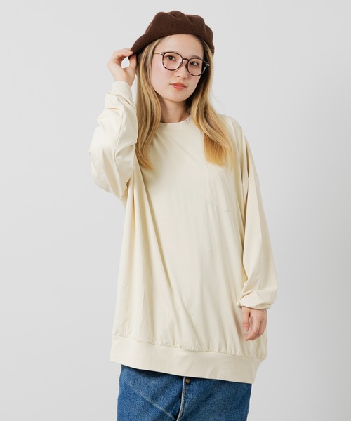 JAM & LINK(ジャムアンドリンク)の「【毛玉ができにくい】 ワイドシルエット 長袖Tシャツ(Tシャツ/カットソー・メンズ・チャコールグレー/クリーム/ブラック/ホワイト/ミント/ネイビー/パープル・M/L)」の6枚目の写真