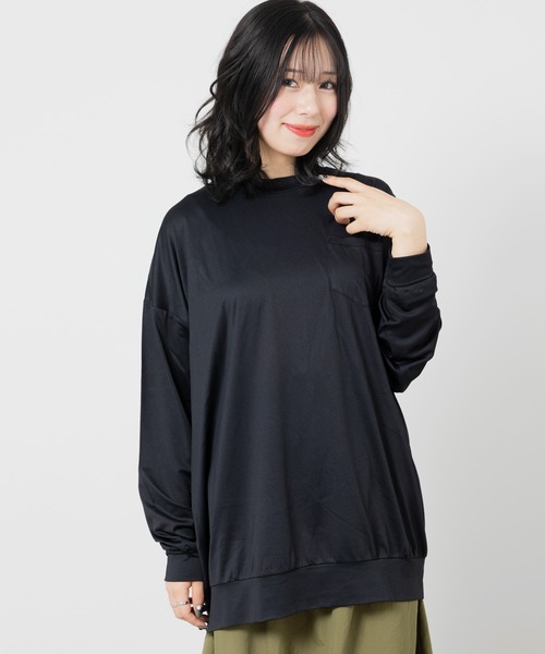 JAM & LINK(ジャムアンドリンク)の「【毛玉ができにくい】 ワイドシルエット 長袖Tシャツ(Tシャツ/カットソー・メンズ・チャコールグレー/クリーム/ブラック/ホワイト/ミント/ネイビー/パープル・M/L)」の4枚目の写真