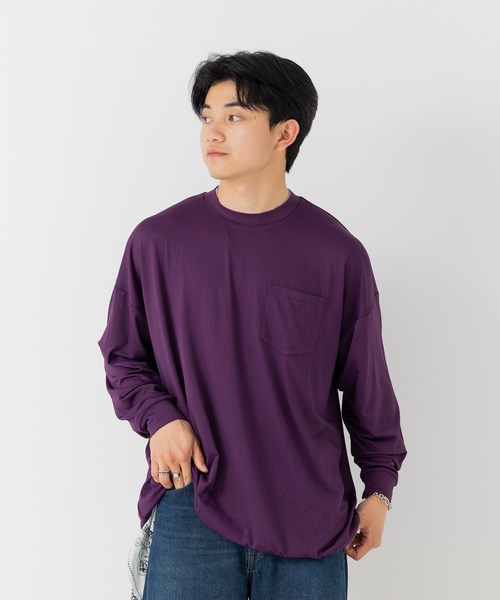 JAM & LINK(ジャムアンドリンク)の「【毛玉ができにくい】 ワイドシルエット 長袖Tシャツ(Tシャツ/カットソー・メンズ・チャコールグレー/クリーム/ブラック/ホワイト/ミント/ネイビー/パープル・M/L)」の21枚目の写真