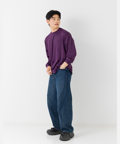 JAM & LINK(ジャムアンドリンク)の「【毛玉ができにくい】 ワイドシルエット 長袖Tシャツ(Tシャツ/カットソー・メンズ・チャコールグレー/クリーム/ブラック/ホワイト/ミント/ネイビー/パープル・M/L)」の22枚目の写真