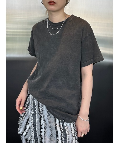 Tシャツ・カットソー IONSEOUL pigment double sleeve T JE326 VARSITY EMBROIDERY TEE / BLACK | ZETA DIVISION STORE