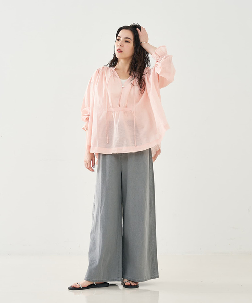 collex(コレックス)の「リネンコットンギャザーブラウス(シャツ/ブラウス・レディース・グレー/ピンク・フリー)」の11枚目の写真