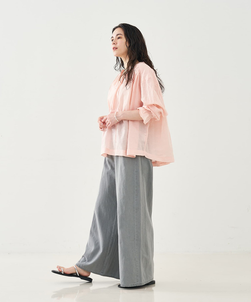 collex(コレックス)の「リネンコットンギャザーブラウス(シャツ/ブラウス・レディース・グレー/ピンク・フリー)」の14枚目の写真