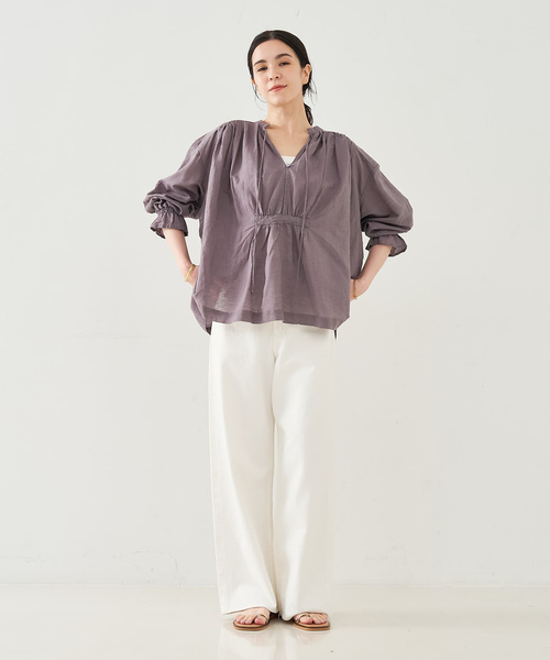 collex(コレックス)の「リネンコットンギャザーブラウス(シャツ/ブラウス・レディース・グレー/ピンク・フリー)」の15枚目の写真