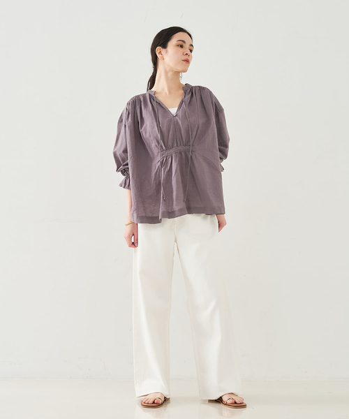 collex(コレックス)の「リネンコットンギャザーブラウス(シャツ/ブラウス・レディース・グレー/ピンク・フリー)」の16枚目の写真