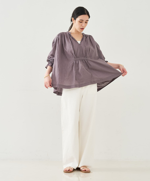 collex(コレックス)の「リネンコットンギャザーブラウス(シャツ/ブラウス・レディース・グレー/ピンク・フリー)」の17枚目の写真