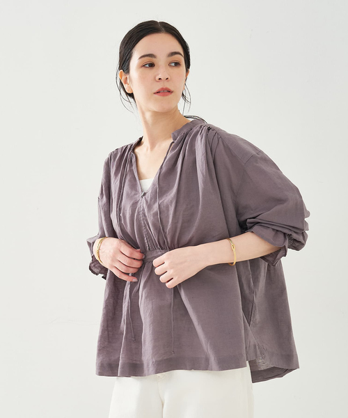 collex(コレックス)の「リネンコットンギャザーブラウス(シャツ/ブラウス・レディース・グレー/ピンク・フリー)」の18枚目の写真