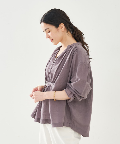 collex(コレックス)の「リネンコットンギャザーブラウス(シャツ/ブラウス・レディース・グレー/ピンク・フリー)」の19枚目の写真