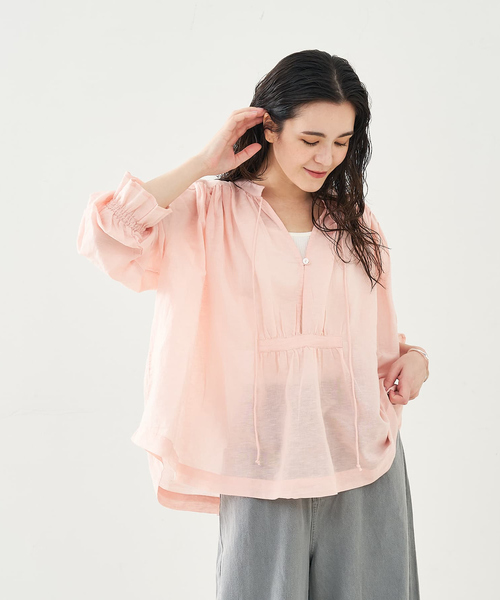 collex(コレックス)の「リネンコットンギャザーブラウス(シャツ/ブラウス・レディース・グレー/ピンク・フリー)」の22枚目の写真