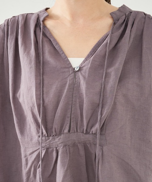 collex(コレックス)の「リネンコットンギャザーブラウス(シャツ/ブラウス・レディース・グレー/ピンク・フリー)」の9枚目の写真