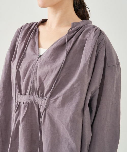collex(コレックス)の「リネンコットンギャザーブラウス(シャツ/ブラウス・レディース・グレー/ピンク・フリー)」の6枚目の写真