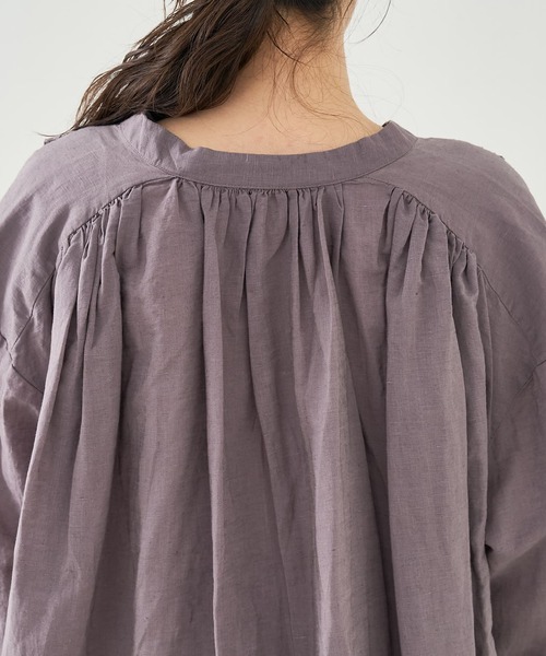 collex(コレックス)の「リネンコットンギャザーブラウス(シャツ/ブラウス・レディース・グレー/ピンク・フリー)」の5枚目の写真