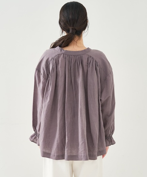 collex(コレックス)の「リネンコットンギャザーブラウス(シャツ/ブラウス・レディース・グレー/ピンク・フリー)」の4枚目の写真