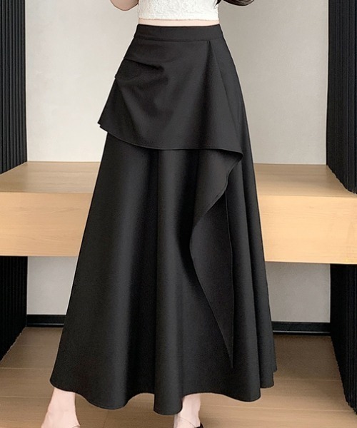 Aelina(エリナ)の「ハイウエストデザインスカート(スカート・レディース・ブラック・S/M/L)」の1枚目の写真