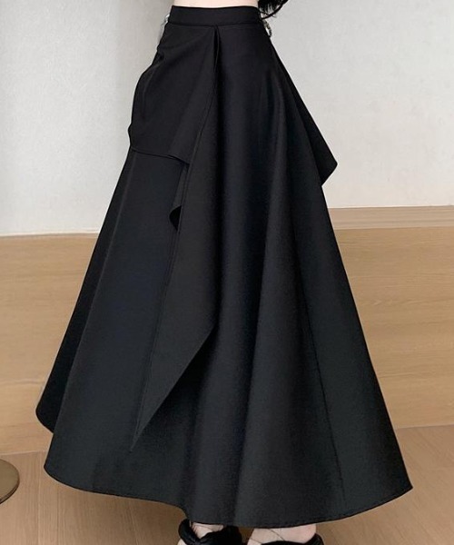 Aelina(エリナ)の「ハイウエストデザインスカート(スカート・レディース・ブラック・S/M/L)」の2枚目の写真