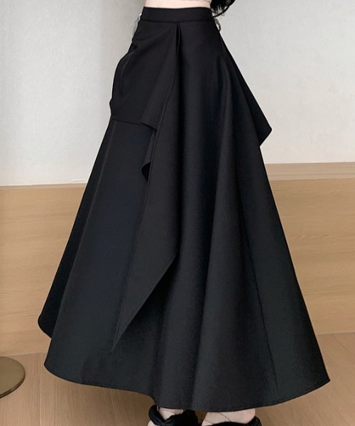 Aelina(エリナ)の「ハイウエストデザインスカート(スカート・レディース・ブラック・S/M/L)」の3枚目の写真