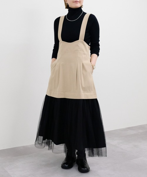 DOLLUPOOPS（ドールアップウップス）の「チュールドッキングチノジャンパースカ―ト（スカート・レディース・カーキ/ベージュ・38）」の2枚目の写真