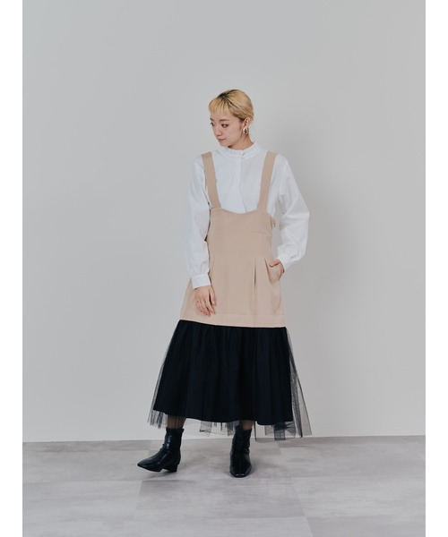 DOLLUPOOPS（ドールアップウップス）の「チュールドッキングチノジャンパースカ―ト（スカート・レディース・カーキ/ベージュ・38）」の4枚目の写真