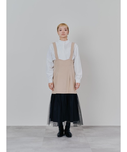 DOLLUPOOPS（ドールアップウップス）の「チュールドッキングチノジャンパースカ―ト（スカート・レディース・カーキ/ベージュ・38）」の6枚目の写真