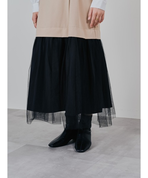 DOLLUPOOPS（ドールアップウップス）の「チュールドッキングチノジャンパースカ―ト（スカート・レディース・カーキ/ベージュ・38）」の15枚目の写真