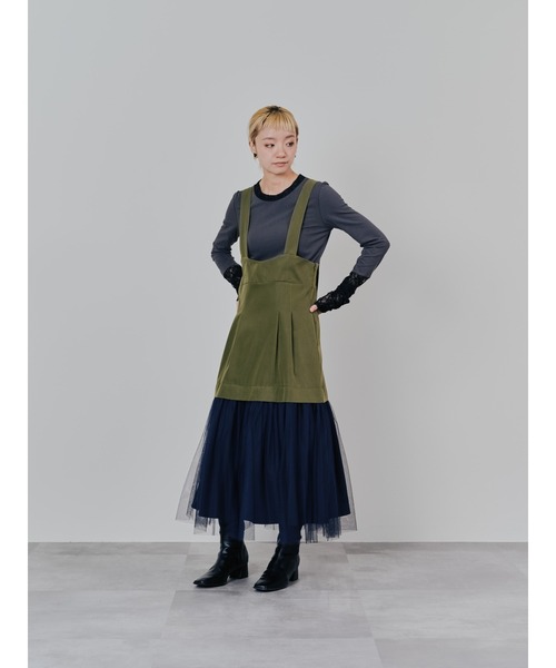 DOLLUPOOPS（ドールアップウップス）の「チュールドッキングチノジャンパースカ―ト（スカート・レディース・カーキ/ベージュ・38）」の5枚目の写真