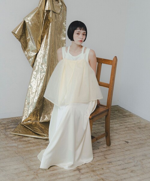 CAROLINA GLASER（カロリナ グレイサー）の「Mai / オーガンジー キャミワンピース（ワンピース・レディース・ホワイト/ブラック・SMALL/MEDIUM）」の3枚目の写真