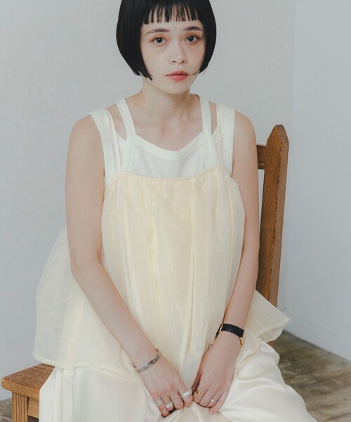 CAROLINA GLASER（カロリナ グレイサー）の「Mai / オーガンジー キャミワンピース（ワンピース・レディース・ホワイト/ブラック・SMALL/MEDIUM）」の4枚目の写真