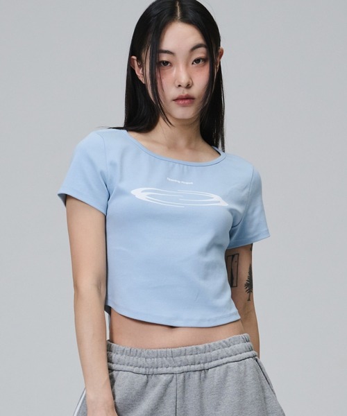 Opening Project（オープニングプロジェクト）の「Opening Project／クロップドシンボルＴ（Tシャツ/カットソー・レディース・ホワイト/ライトブルー・MEDIUM/SMALL）」の7枚目の写真