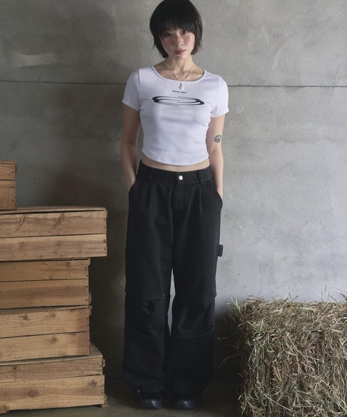 Opening Project（オープニングプロジェクト）の「Opening Project／クロップドシンボルＴ（Tシャツ/カットソー・レディース・ホワイト/ライトブルー・MEDIUM/SMALL）」の9枚目の写真