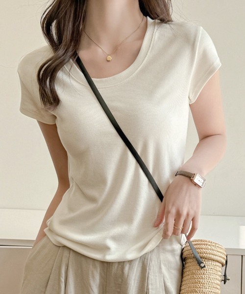 セール】UネックTシャツ レディース 半袖 夏服（Tシャツ
