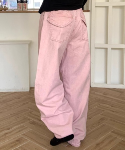 Aelina(エリナ)の「オーバーサイズデニムパンツ(デニムパンツ・レディース・モカ/ピンク・L/M/S)」の16枚目の写真