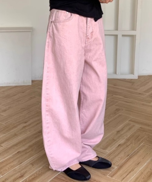 Aelina(エリナ)の「オーバーサイズデニムパンツ(デニムパンツ・レディース・モカ/ピンク・L/M/S)」の17枚目の写真