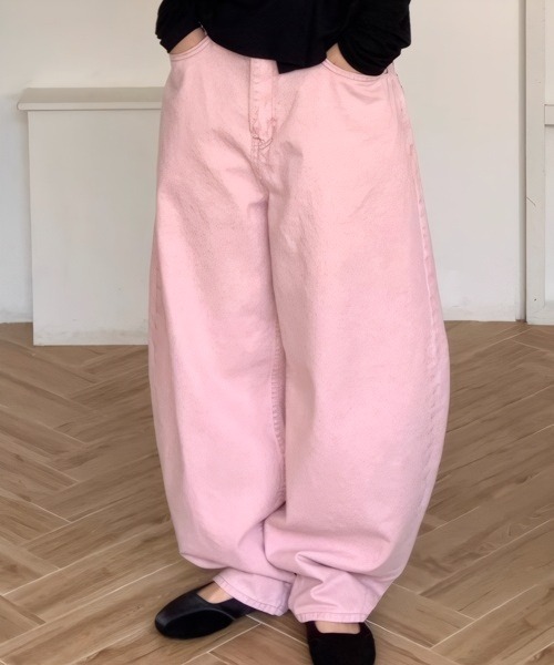 Aelina(エリナ)の「オーバーサイズデニムパンツ(デニムパンツ・レディース・モカ/ピンク・L/M/S)」の12枚目の写真
