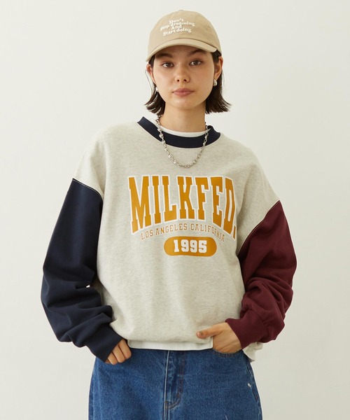 MILKFED.（ミルクフェド）の「COLOR BLOCK SWEAT TOP（スウェット・レディース・ライトブルー/ブラック/オートミール・M/L）」の3枚目の写真