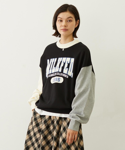 MILKFED.（ミルクフェド）の「COLOR BLOCK SWEAT TOP（スウェット・レディース・ライトブルー/ブラック/オートミール・M/L）」の2枚目の写真