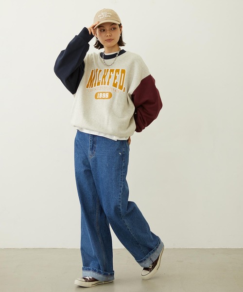 MILKFED.（ミルクフェド）の「COLOR BLOCK SWEAT TOP（スウェット・レディース・ライトブルー/ブラック/オートミール・M/L）」の7枚目の写真