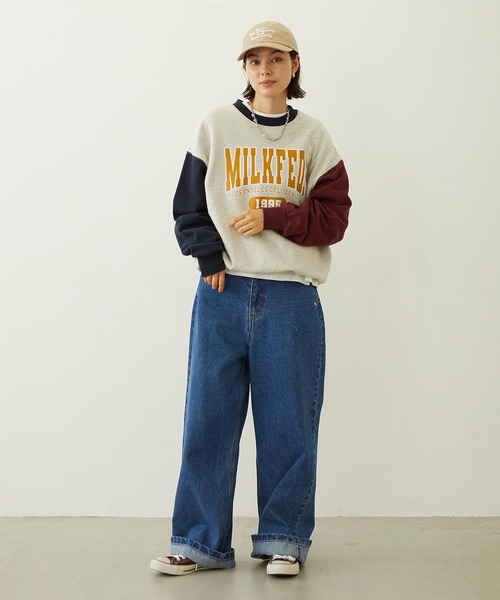 MILKFED.（ミルクフェド）の「COLOR BLOCK SWEAT TOP（スウェット・レディース・ライトブルー/ブラック/オートミール・M/L）」の9枚目の写真