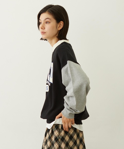 MILKFED.（ミルクフェド）の「COLOR BLOCK SWEAT TOP（スウェット・レディース・ライトブルー/ブラック/オートミール・M/L）」の10枚目の写真