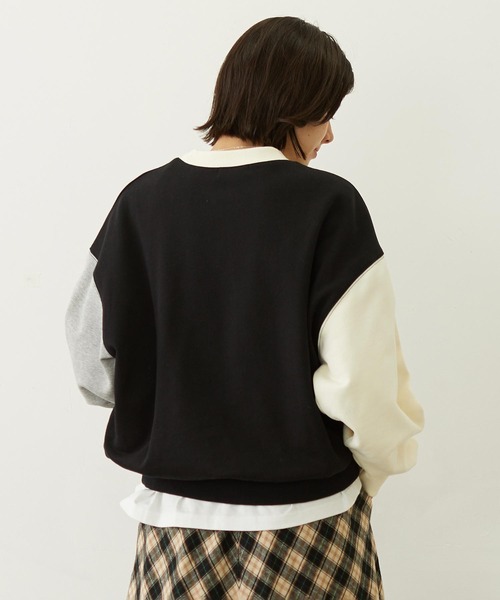 MILKFED.（ミルクフェド）の「COLOR BLOCK SWEAT TOP（スウェット・レディース・ライトブルー/ブラック/オートミール・M/L）」の11枚目の写真