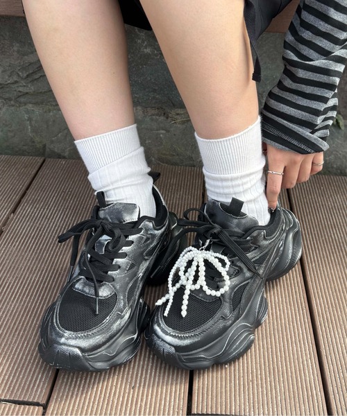 PARABOLOÏDE× NKNIT プラットフォームシューズ ブラック PARABOLOÏDE×NKNIT