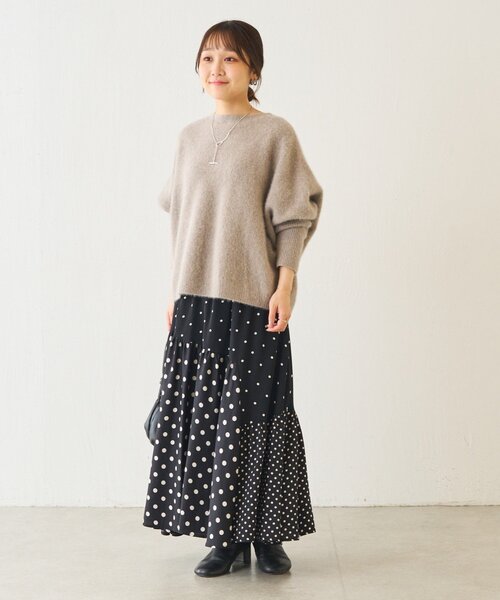 BEARDSLEY 美品　ドットパッチワーク　ロングスカート BEARDSLEY スカート ドットパッチワークロングスカート
