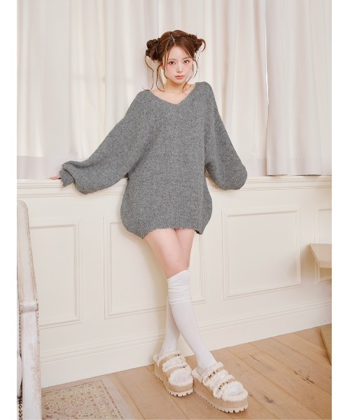 Darich ダーリッチ　ビッグリボンバックオープンニットトップス　新品 ビッグリボンバックオープンニットトップス（ニット/セーター