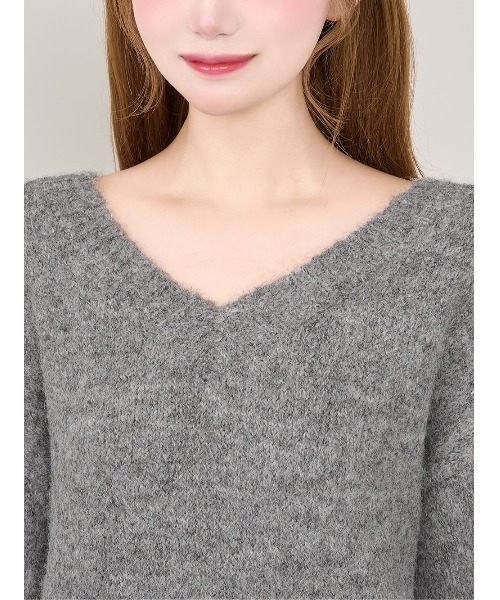 ビッグリボンバックオープンニットトップス（ニット/セーター