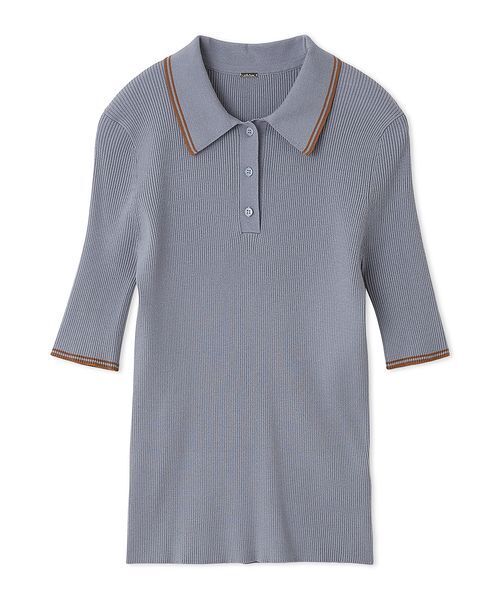 Mila Owen（ミラオーウェン）の「【WEB限定カラー】【セットアップ対応】ポロ衿リブニットプルオーバー（ニット/セーター・レディース・アイボリー/ライトブルー/モカ/バーガンディー/ピンク・0/1）」の4枚目の写真