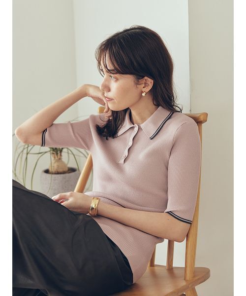 【セットアップ対応】ポロ衿リブニットプルオーバー セットアップ対応】ポロ衿リブニットプルオーバー(ニット