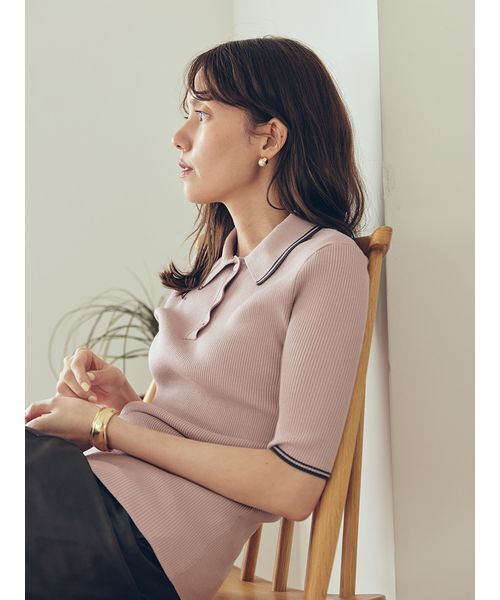 WEB限定カラー】【セットアップ対応】ポロ衿リブニットプルオーバー