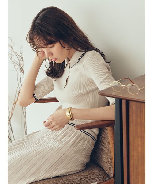 タグ付き新品　MilaOwen ポロ衿リブニットプルオーバー Mila Owen｜【WEB限定カラー】【セットアップ対応】ポロ衿